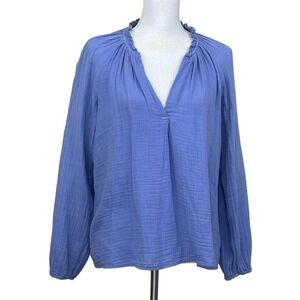 Xirena blue cotton double gauze top, XS, coastal, flowy, effortless, casual